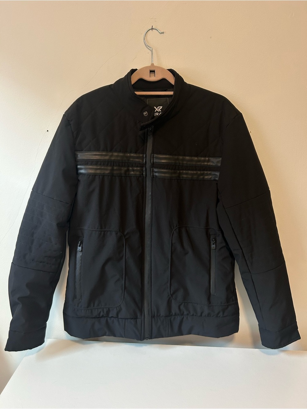 XRAY Men's Black Quilted Puffer Jacket with Stripe Detail